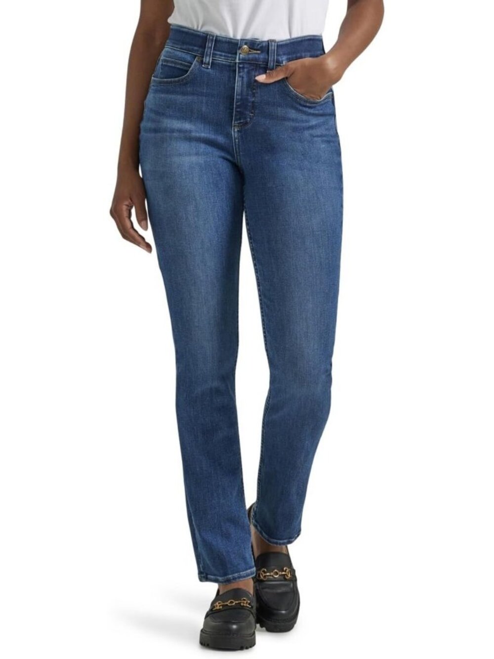Petite Ultra Lux Comfort Flex Motion Straight Leg Jeans for Women - Perfect Fit!